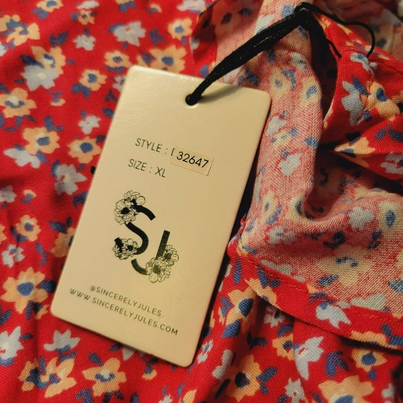 NWOT Sincerely Jules Womans Size XL Floral Dress Ruffles Flutter Sleeves - Picture 6 of 9